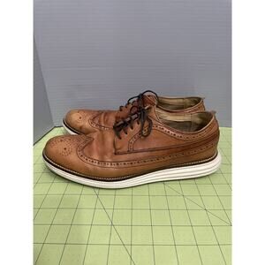 Cole Haan Loafers Men Size 9 M Grand Wingtip Oxford Brown Leather Lace Up